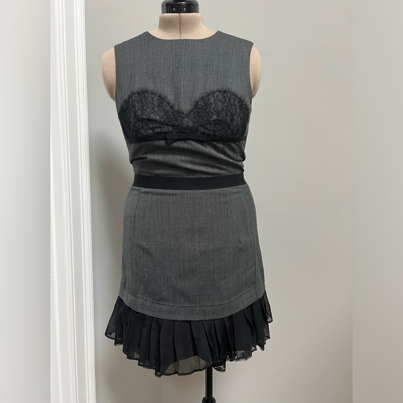 New D&G Gray Wool Silk Dress Lace 46/6 - Picture 1 of 8